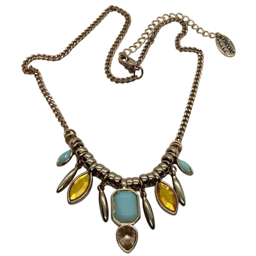 Nicole by Nicole Miller Gold Tone Acrylic Stone Necklace Adjustable 18" - 21"